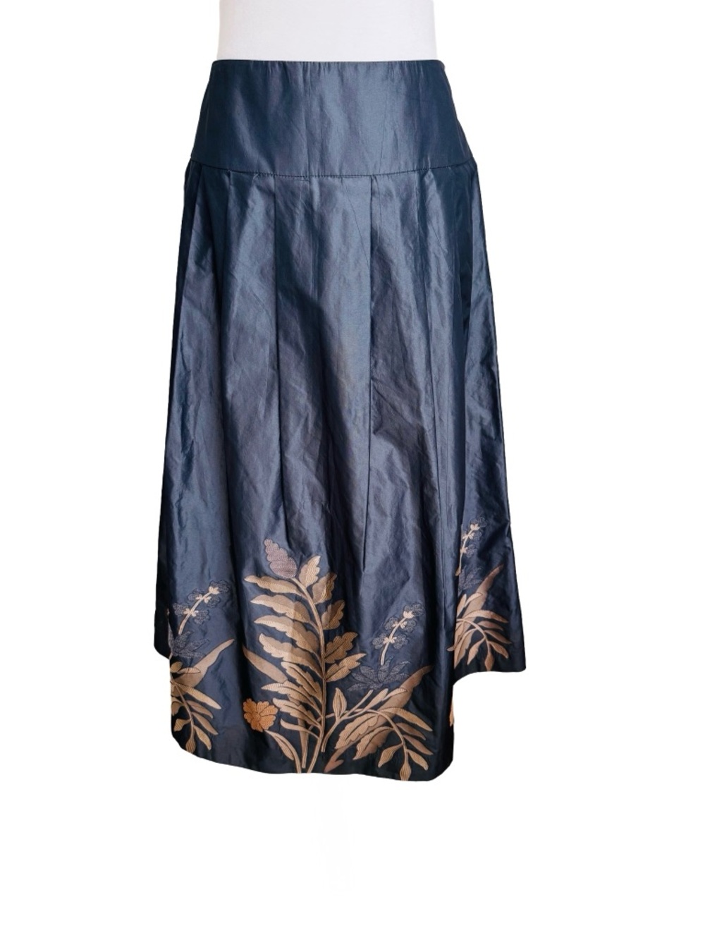 Juliana Collezione Gray Gold Embroidered Midi Skirt Size 8 - Picture 14 of 16